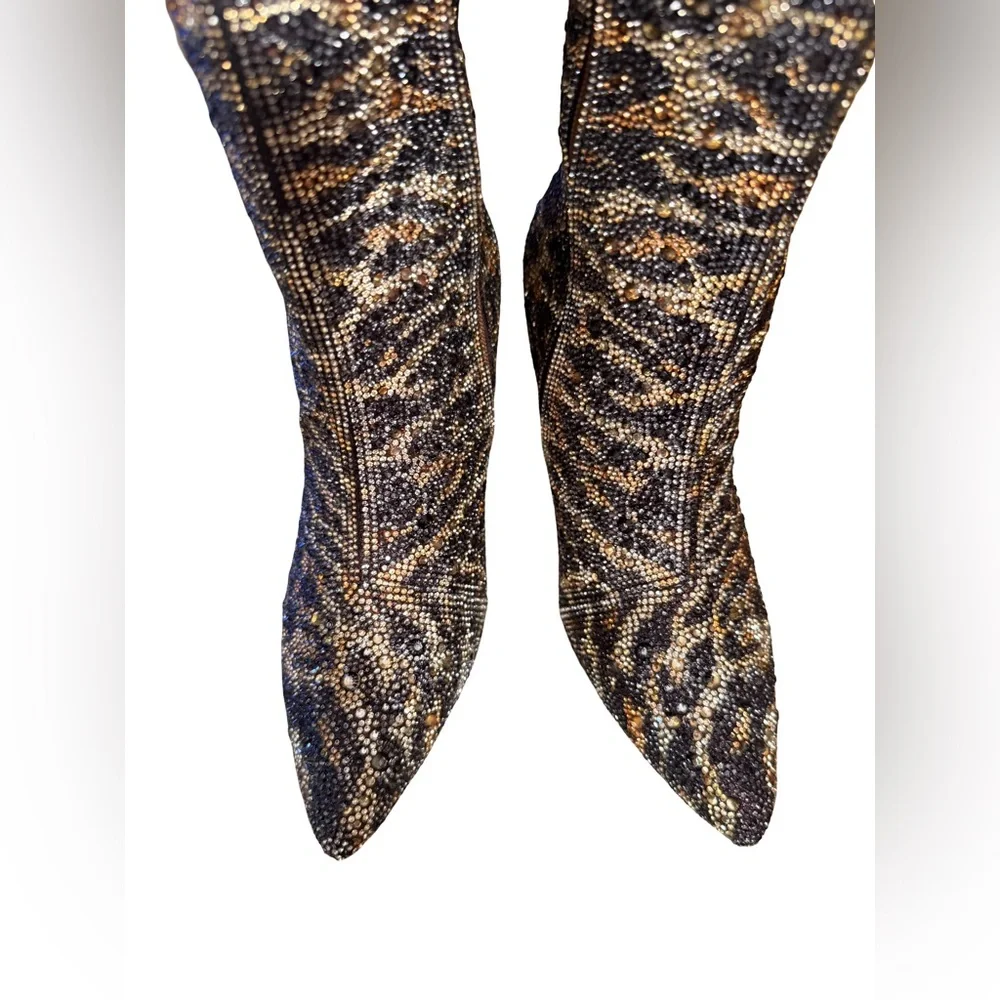 Betsey Johnson NWT Stunning Leopard Print Rhinestone Embellished Boots (SH278) - Picture 5 of 11